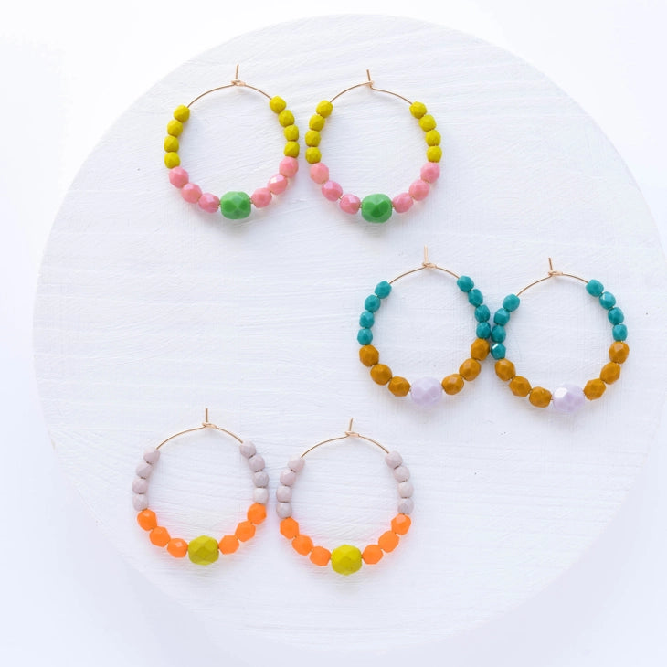 Colorful Beaded Hoops