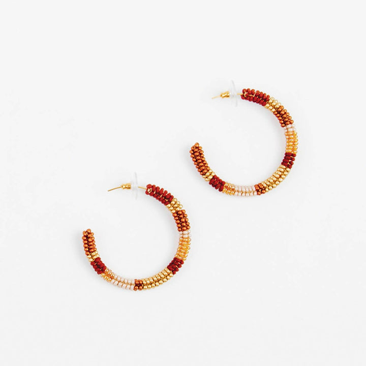 Striped Hoop Post Earring