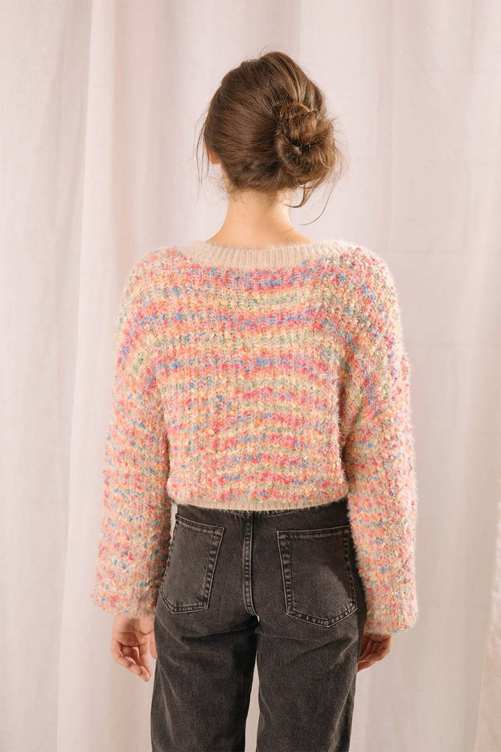 Multi-colored Pebble Knit Pullover Sweater