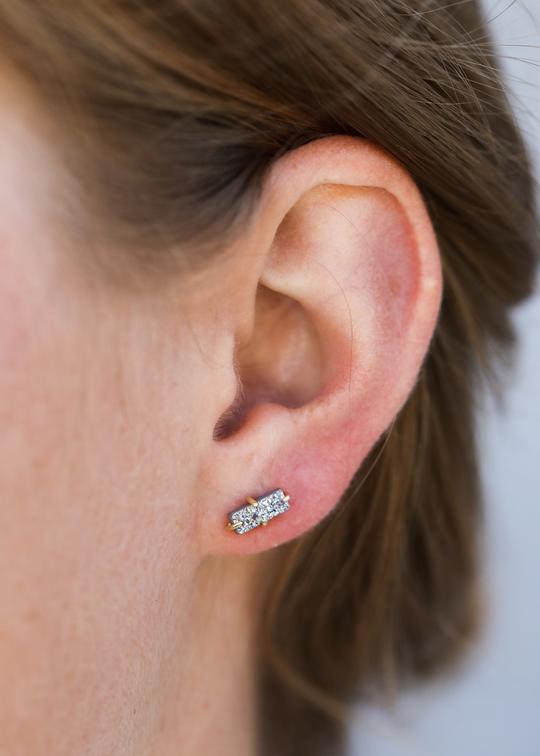 Silver Druzy Bar Studs