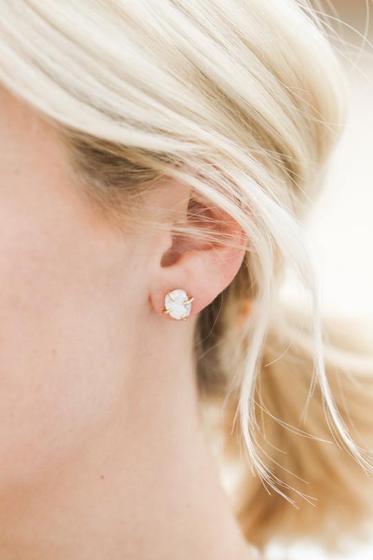 White Howlite Gemstone Prong Studs