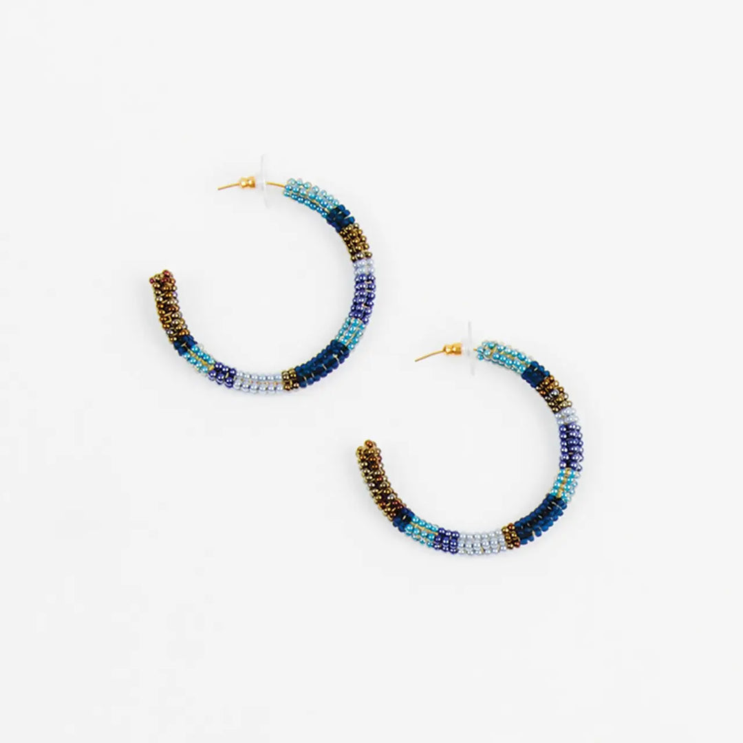 Striped Hoop Post Earring
