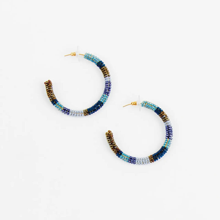 Striped Hoop Post Earring