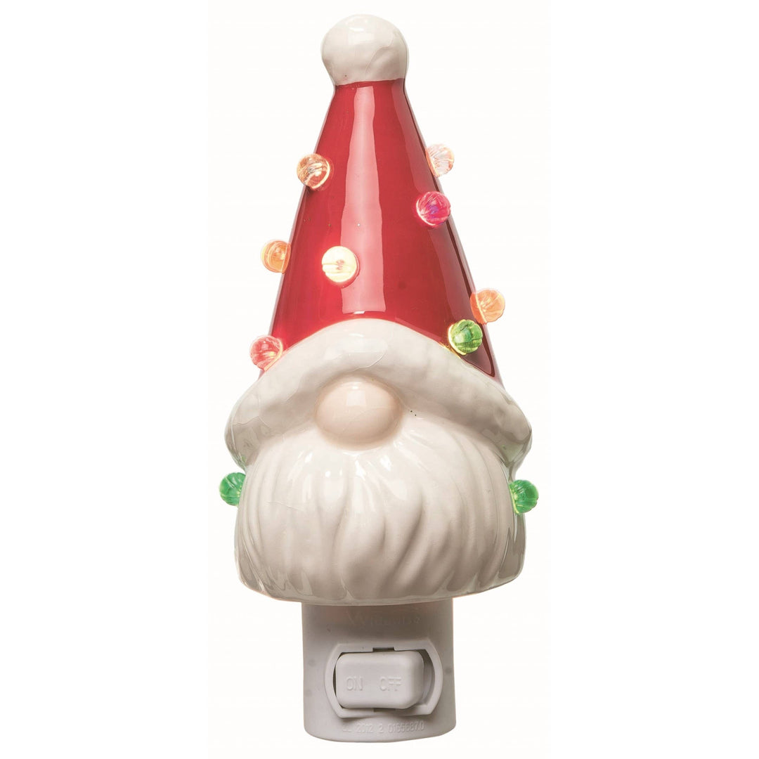 Ceramic Red Light Up Gnome Night Light