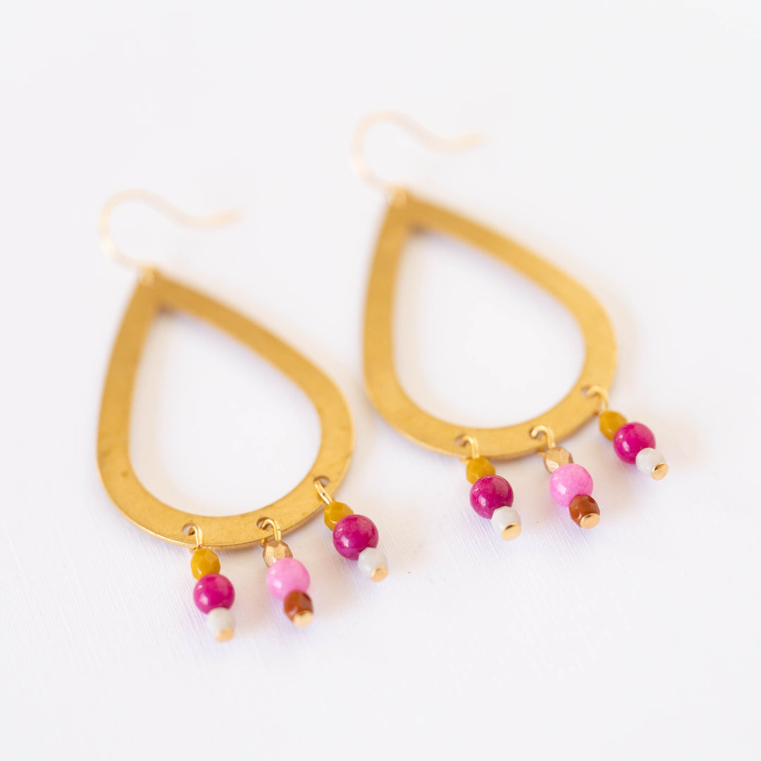 Long Teardrop and Bead Earrings