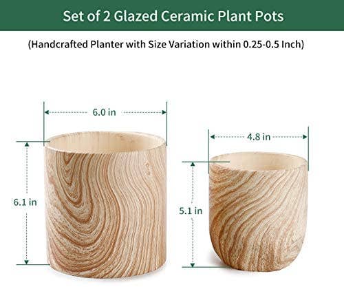 Wood Pattern Ceramic Planter