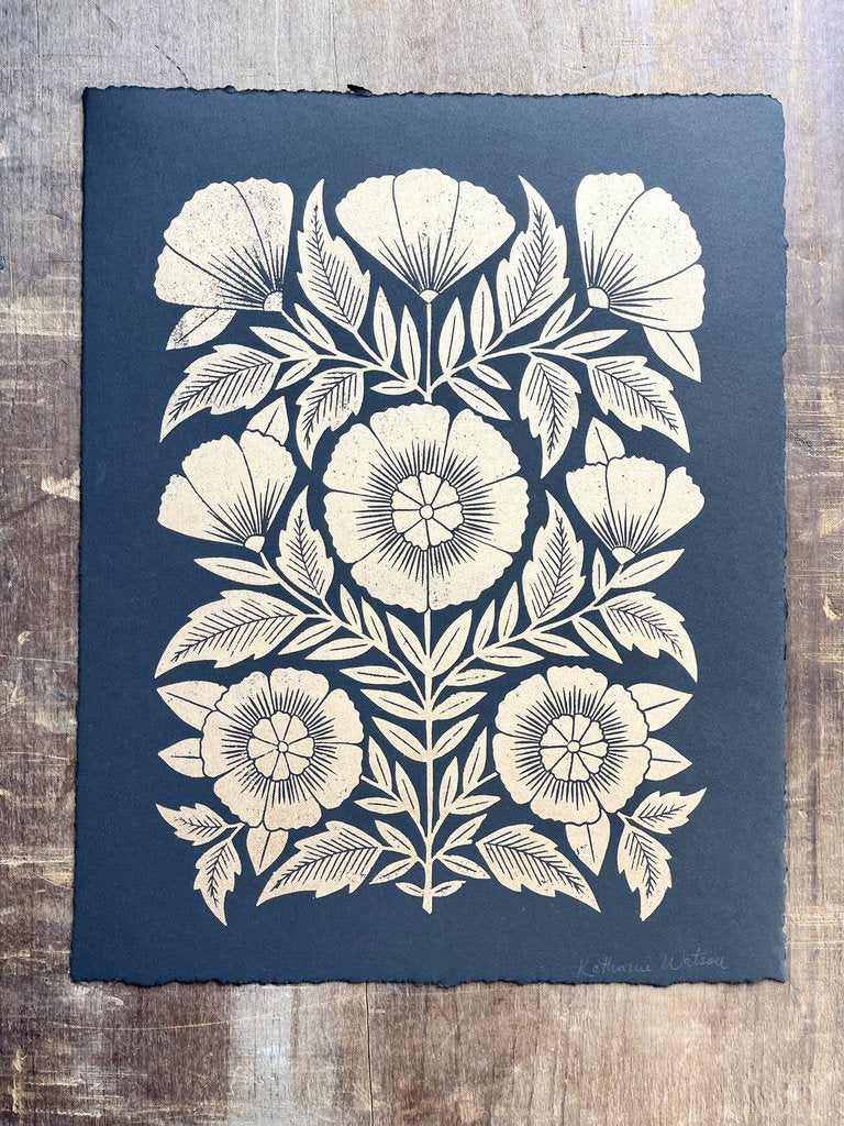Hand Block Printed Gold Art Print - AP40