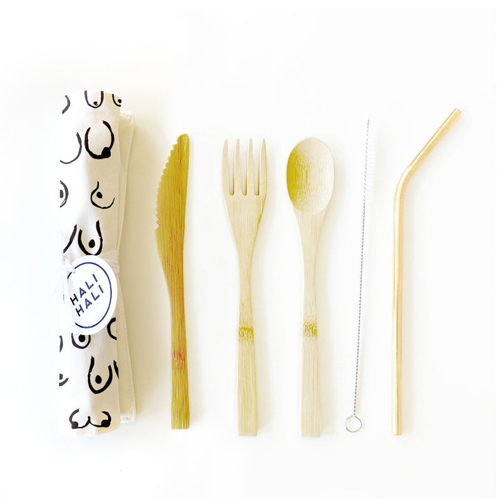 6 Piece Reusable Cutlery Set- Assorted Patterns