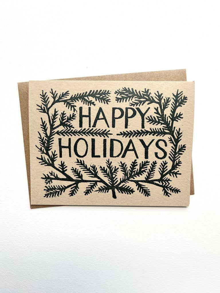 Happy Holidays - Block Printed Cards - Set of 6