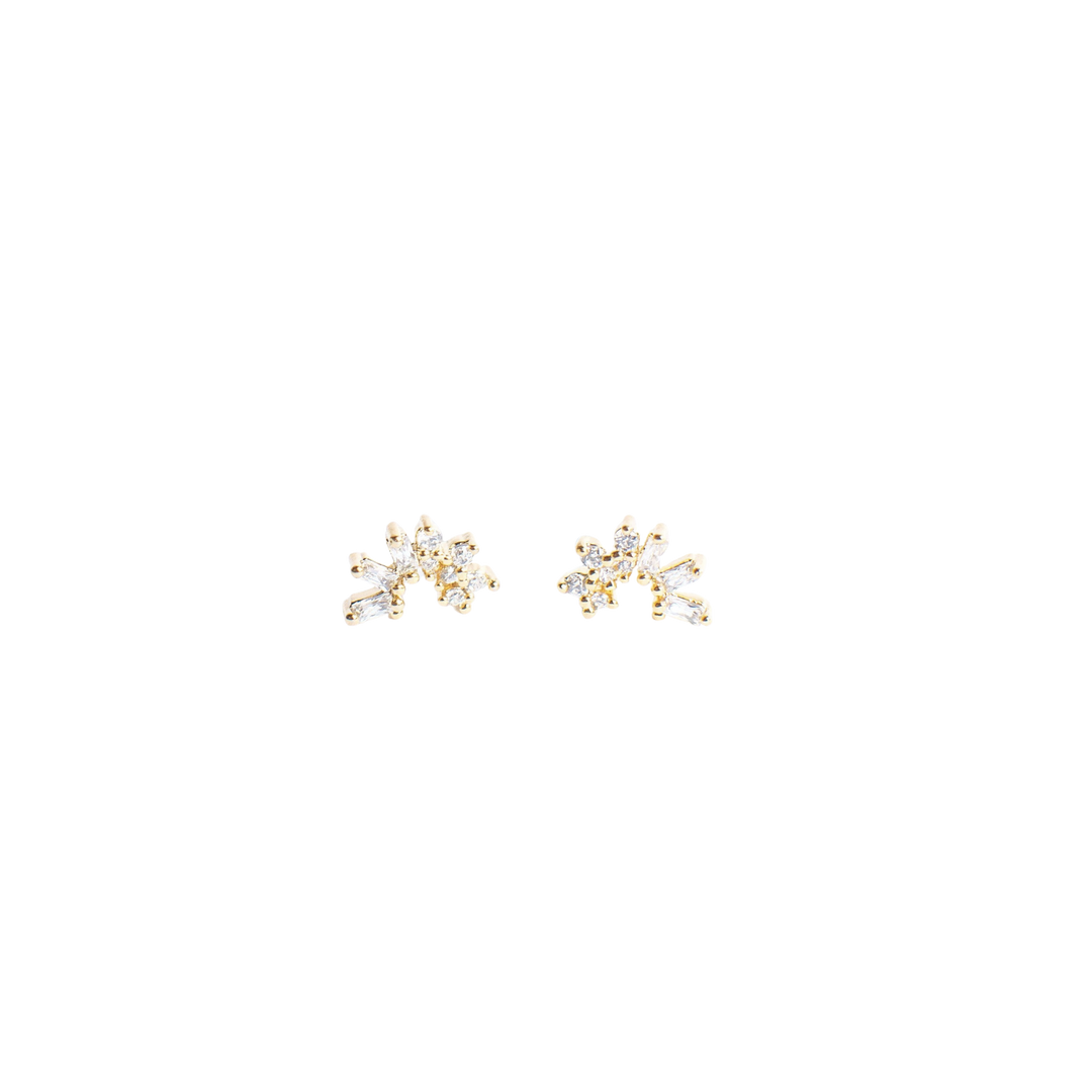 CZ Crescent Stud Earrings