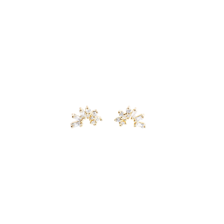 CZ Crescent Stud Earrings