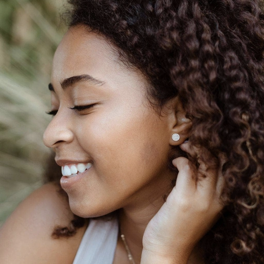 Pave Disc Stud Earrings