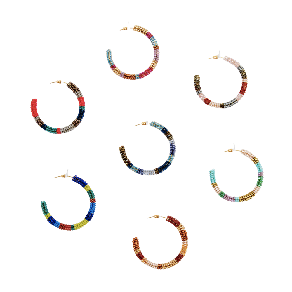 Striped Hoop Post Earring