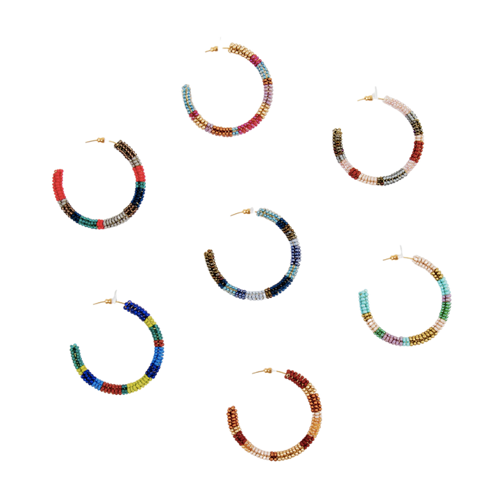 Striped Hoop Post Earring