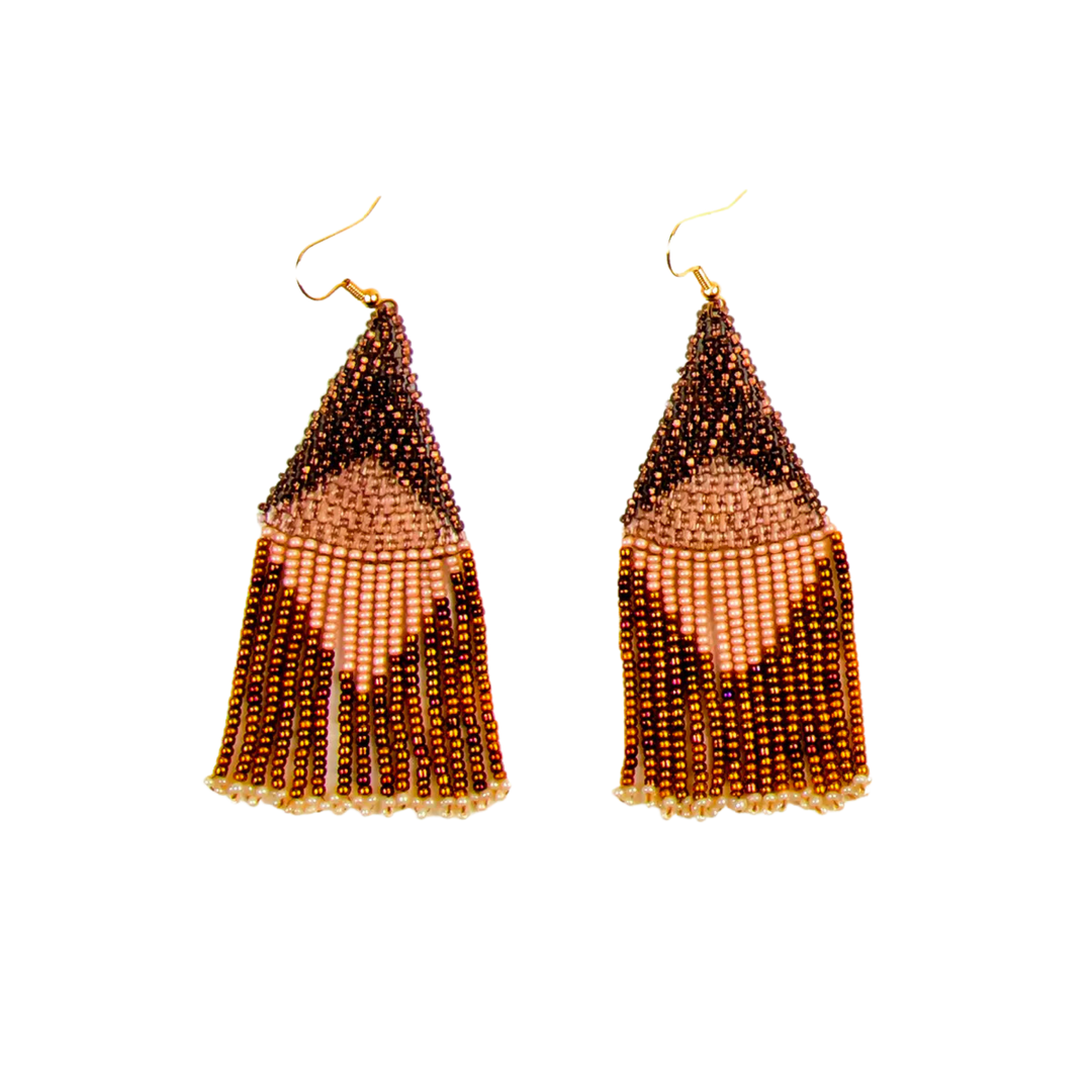 Beaded Graphic Fringe Earrings