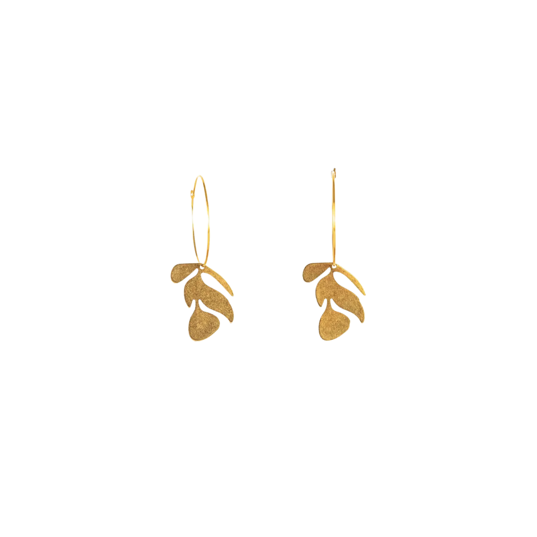 Brass Flower Hoop Earrings