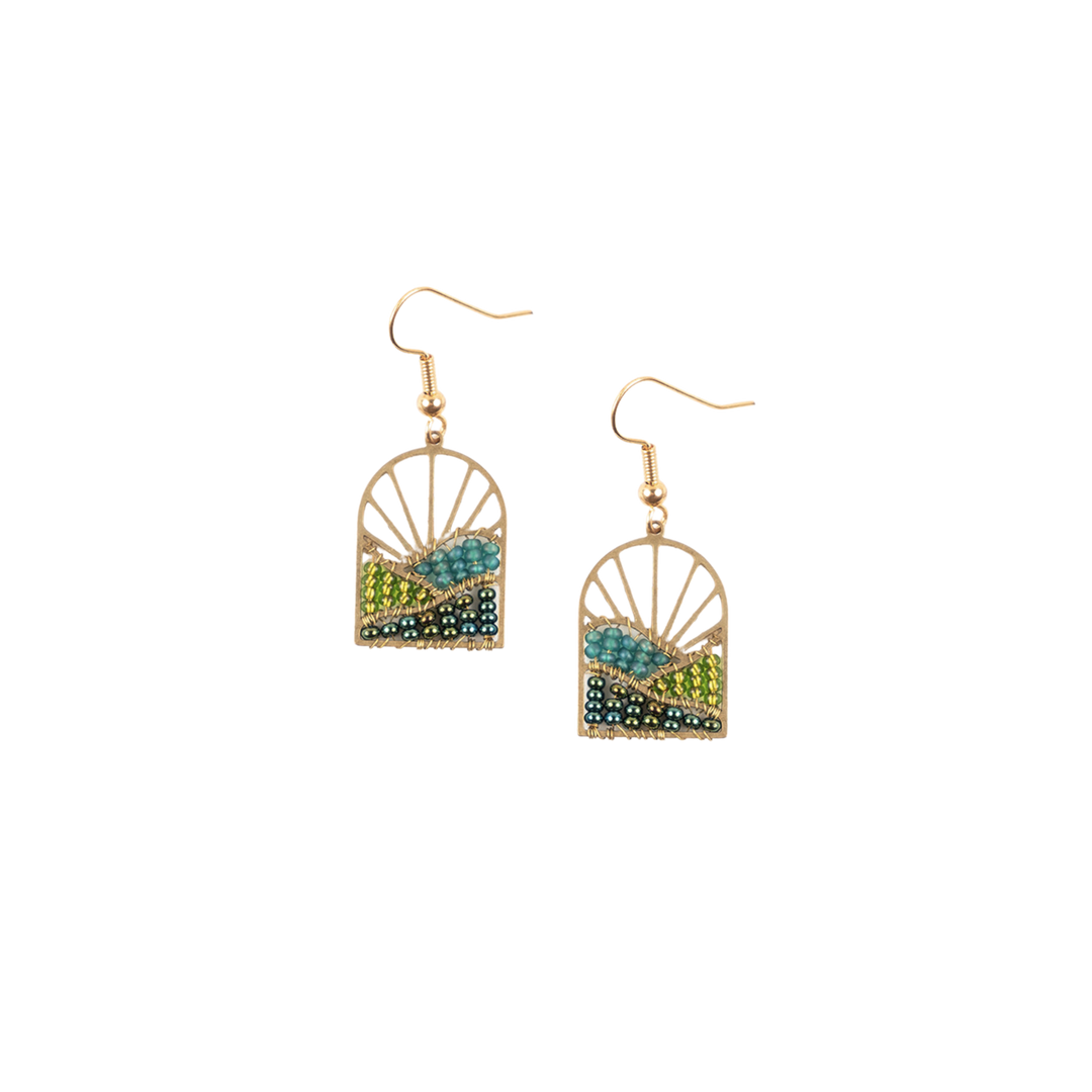 Sunrise Brass and Bead Earrings