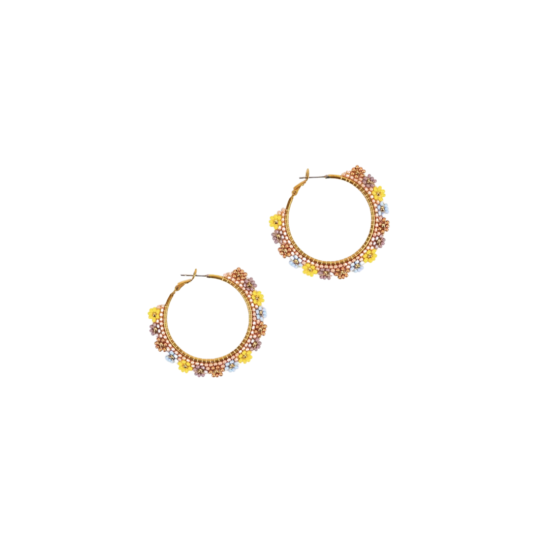 Large Daisy Hoop Earrings