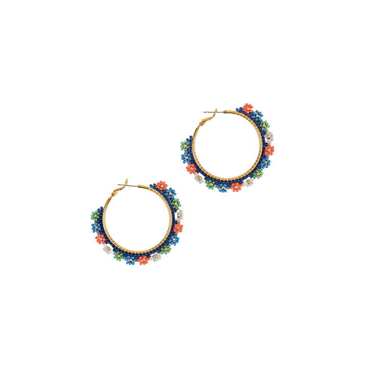 Large Daisy Hoop Earrings