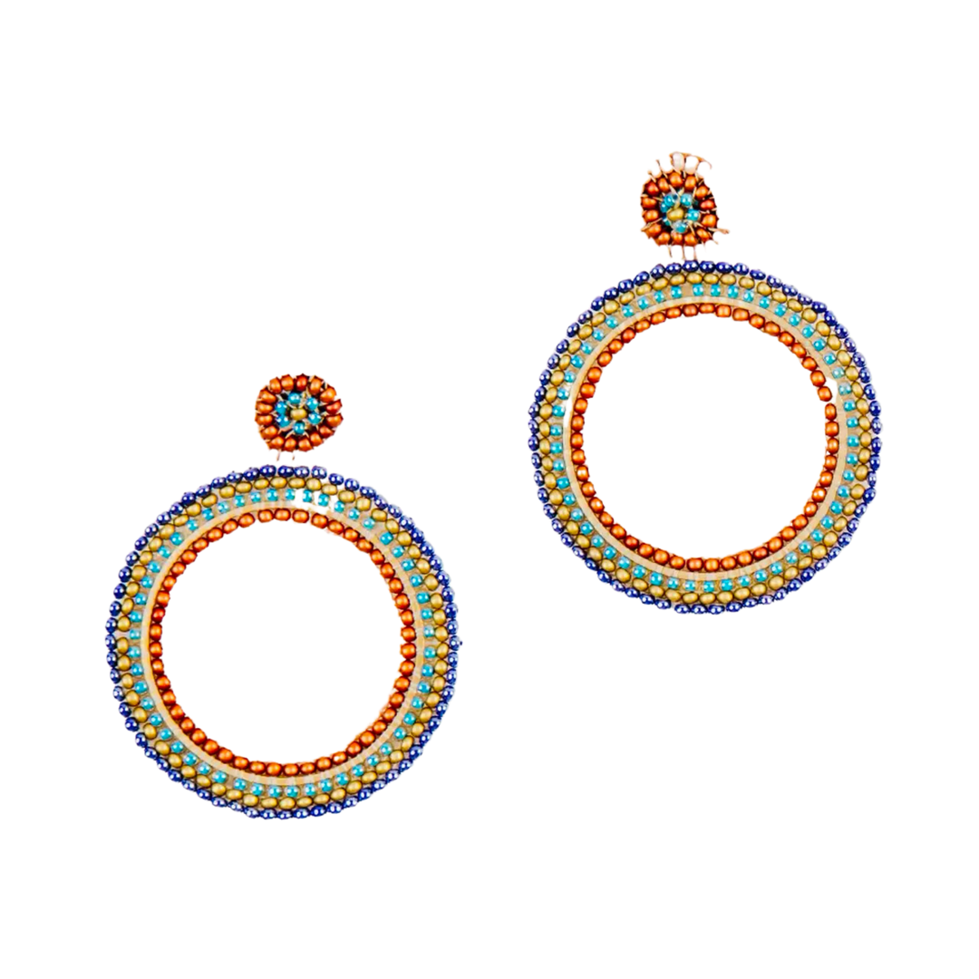 Beaded Open Circle Post Earrings