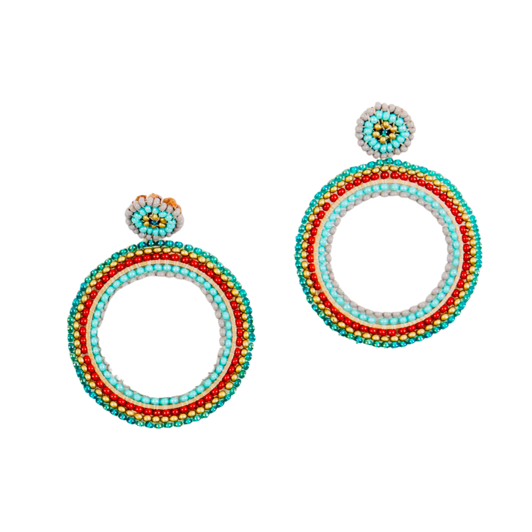 Beaded Open Circle Post Earrings