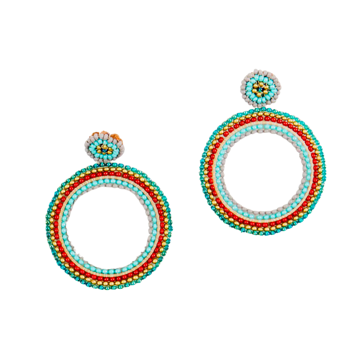 Beaded Open Circle Post Earrings