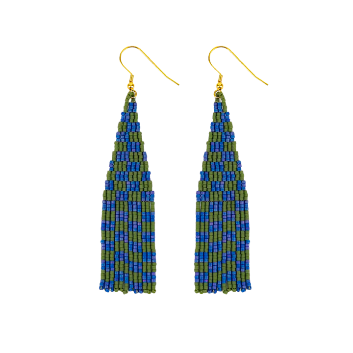 Delica Checkerboard Fringe Earrings