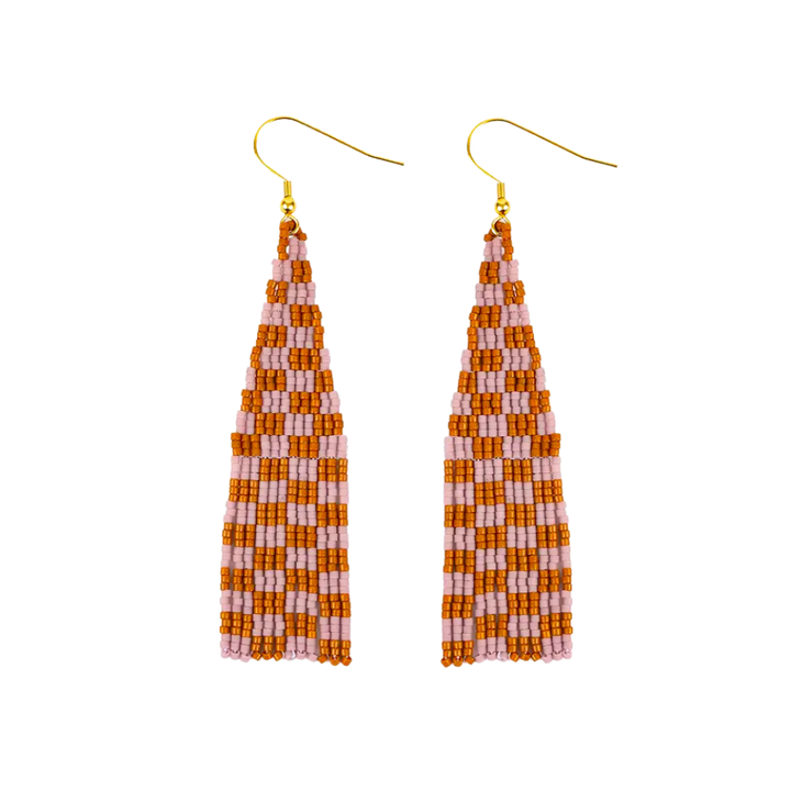 Delica Checkerboard Fringe Earrings