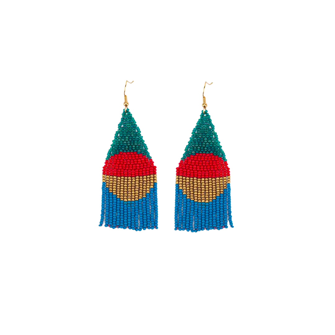 Beaded Circle Fringe Earrings