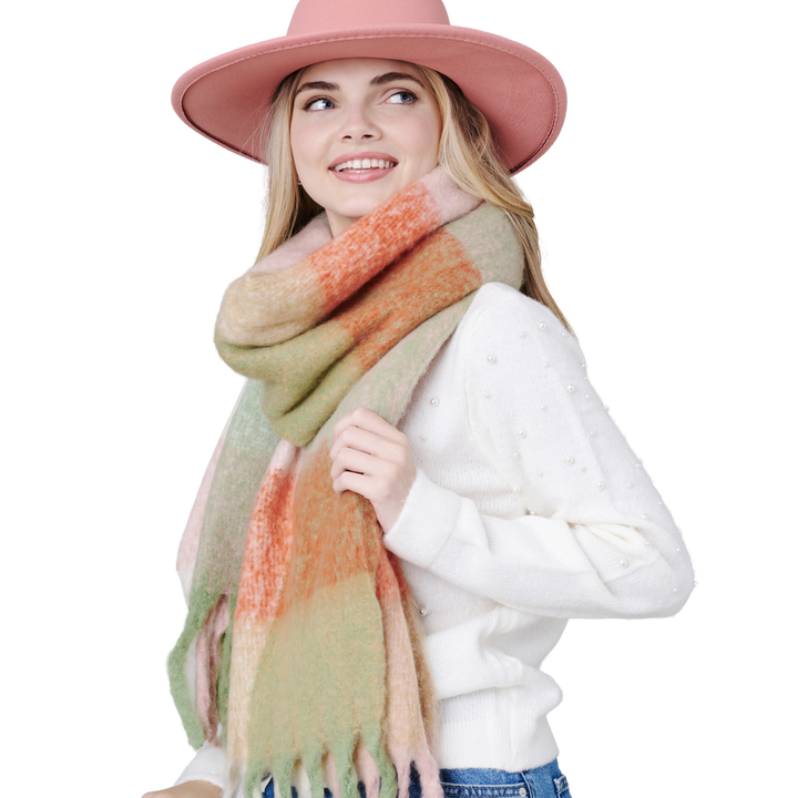 Color Block Soft Oblong Scarf