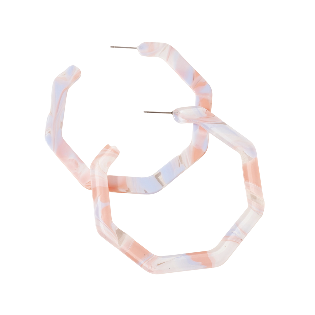 Hexagon Acetate Hoop Earrings