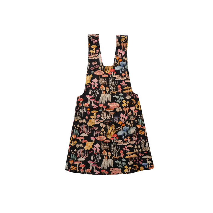 Pinafore Apron- Black Mushroom Magic