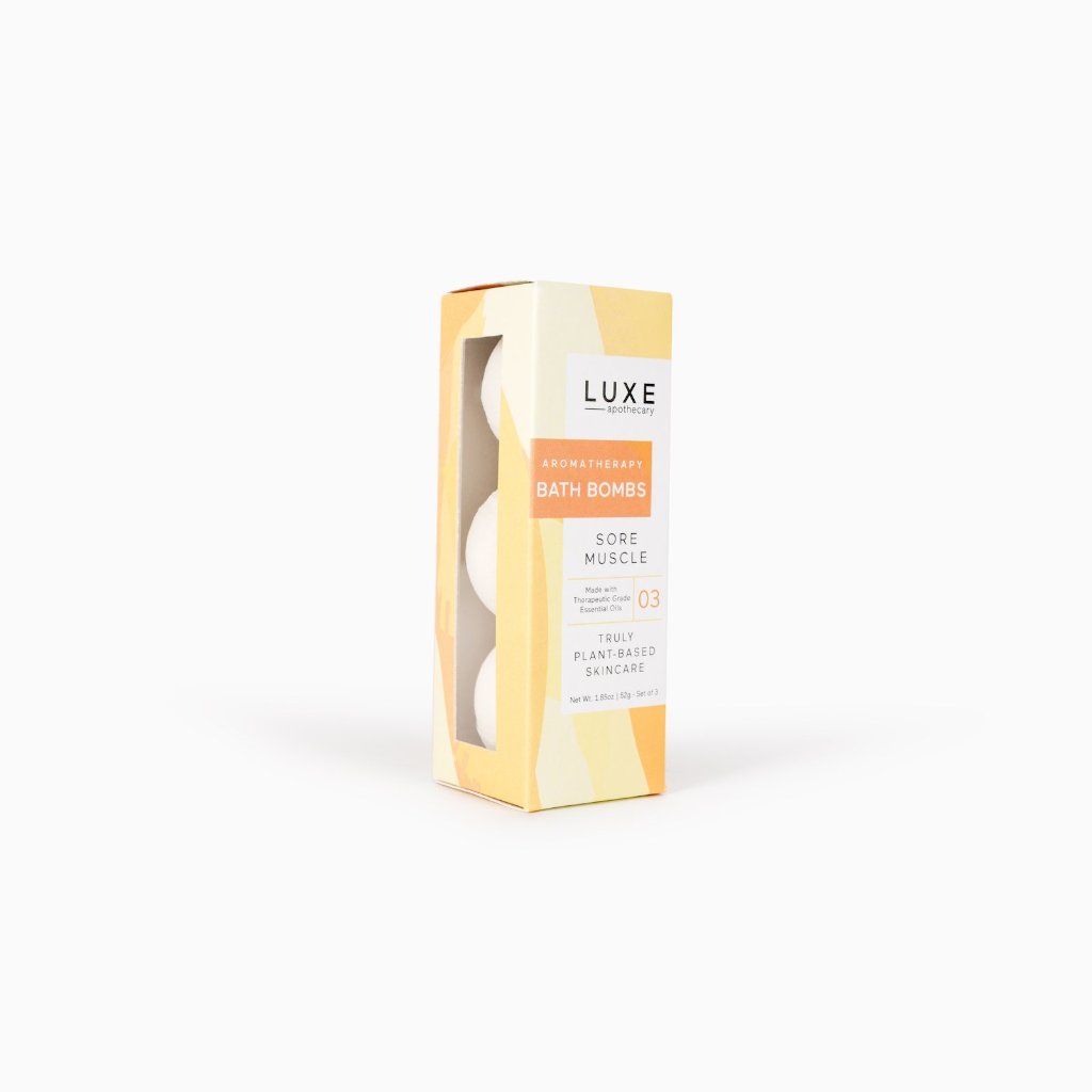 Luxe Sore Muscle Aromatherapy Bath Bombs - Box Set of 3