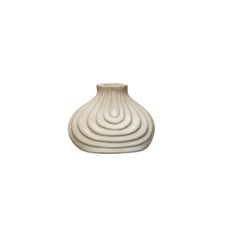 Debossed Stoneware Taper Holder