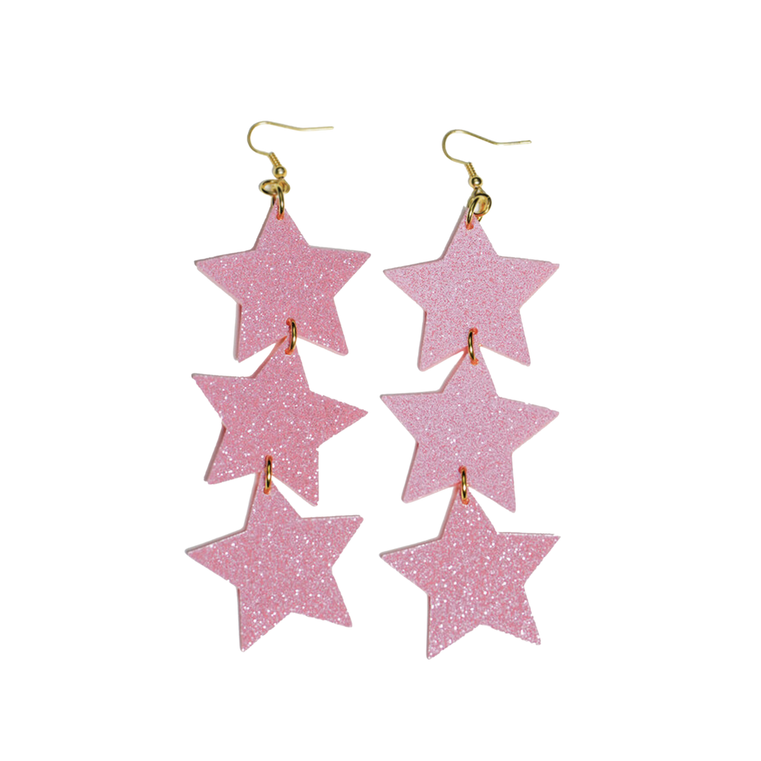 Starrdrop Pink Glitter Earrings