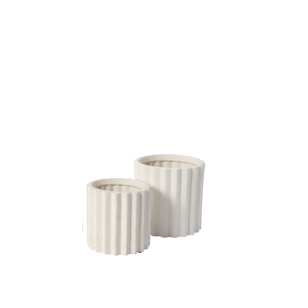 White Fluted Pot