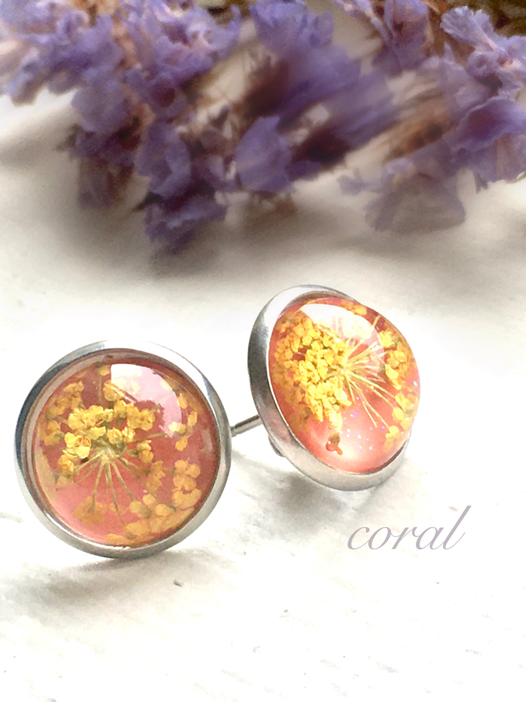 Queen Anne's Lace Resin Studs