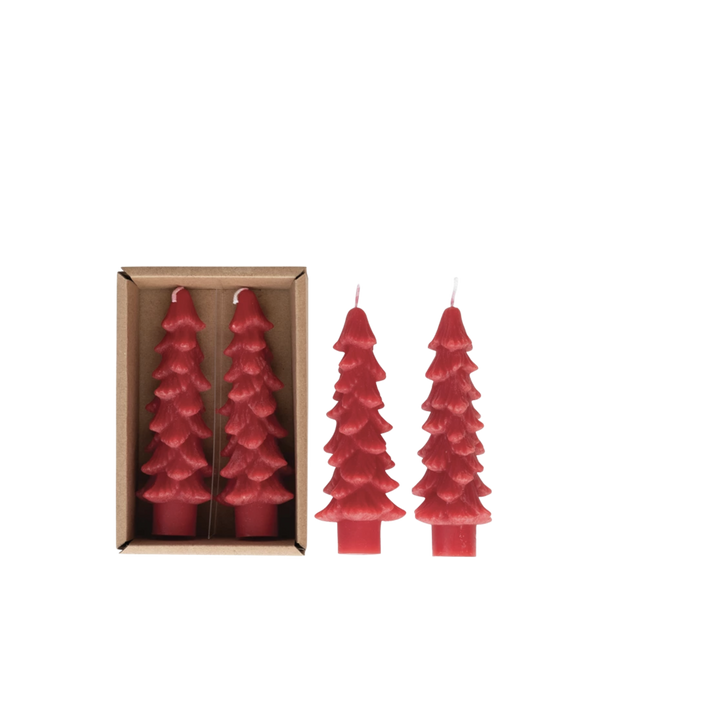 Unscented Tree Shaped Taper Candles, Set of 2