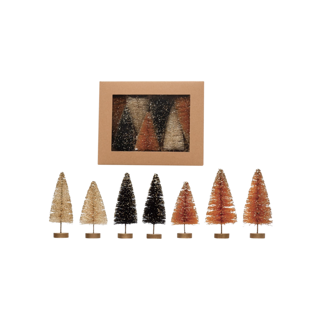 Sisal Bottle Brush Trees, Boxed Set of 7