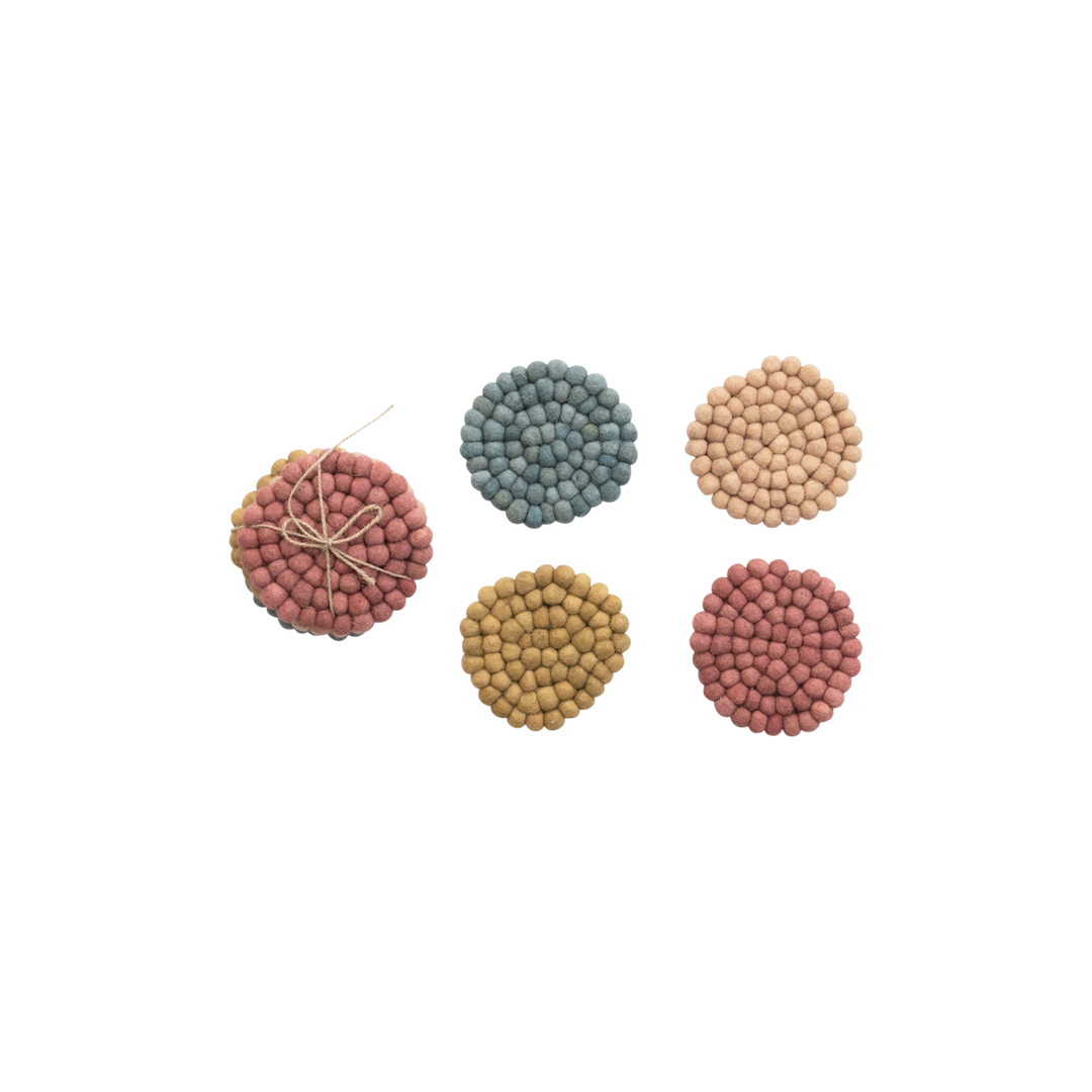 Wool Felt Ball Coasters