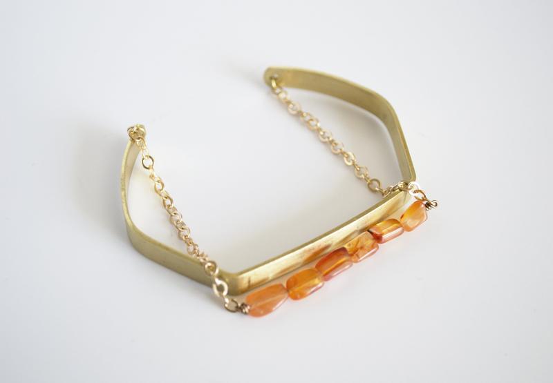 Brass Crystal Cuff Bracelet