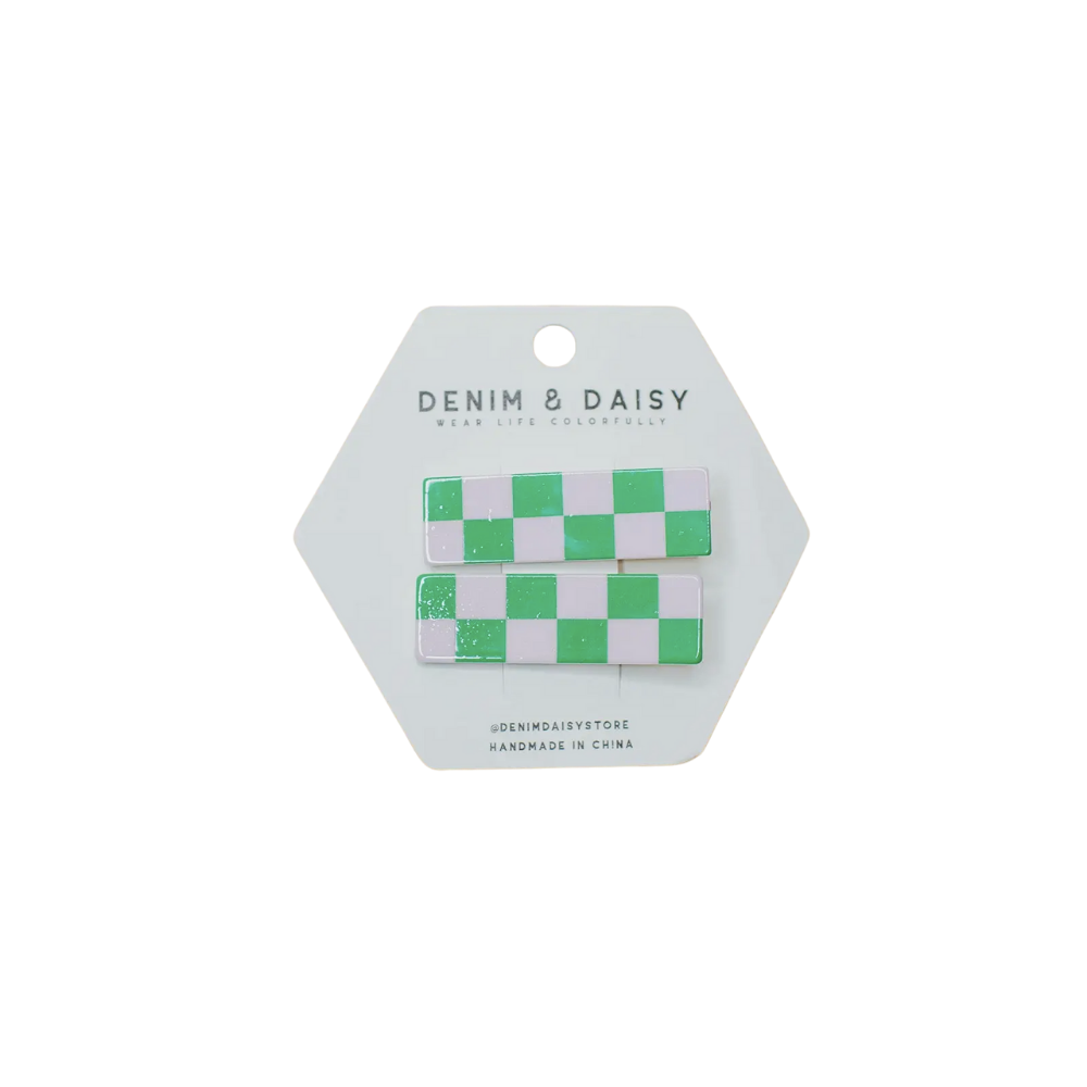 Checker Bar Hair Clips