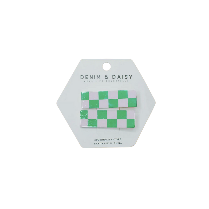 Checker Bar Hair Clips