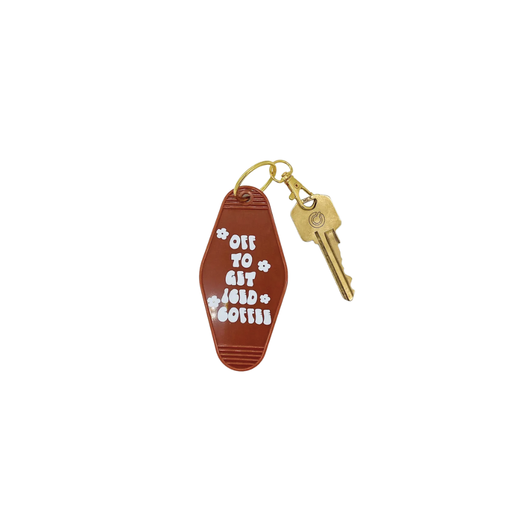 Off To Get Iced Coffee Retro Style Keychain