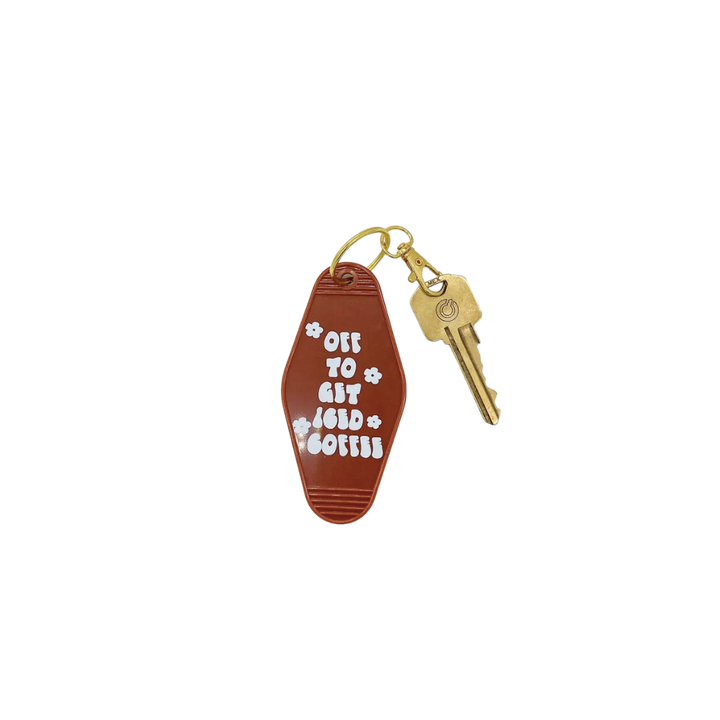 Off To Get Iced Coffee Retro Style Keychain