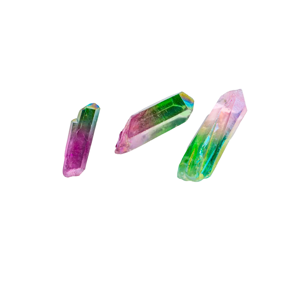 Pink-Green Ombre Quartz Crystal Points