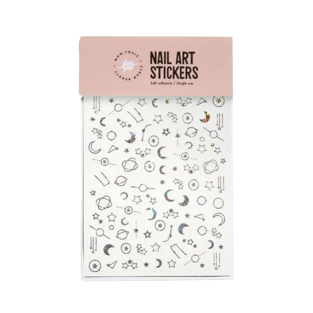 Nail Art Stickers - Holographic Celestial Silver