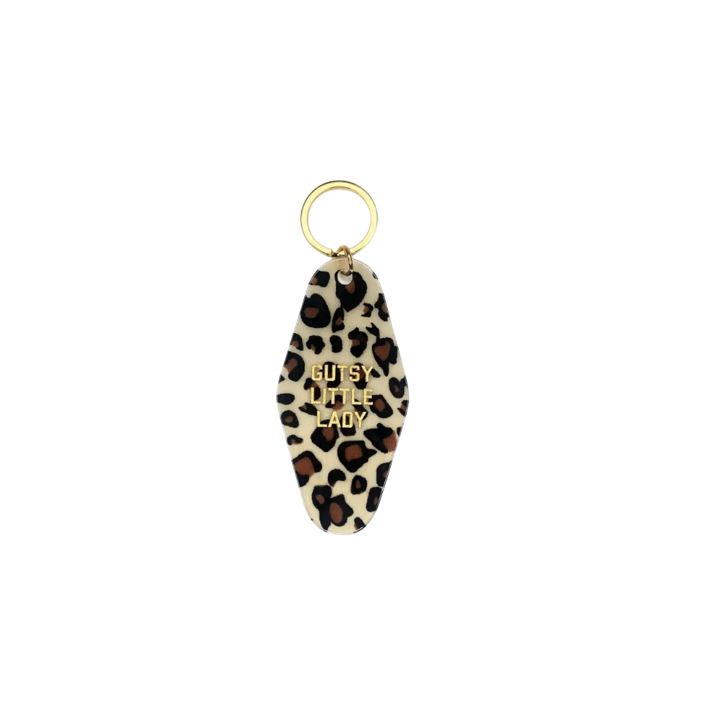 Gutsy Little Lady Leopard Motel Keytag
