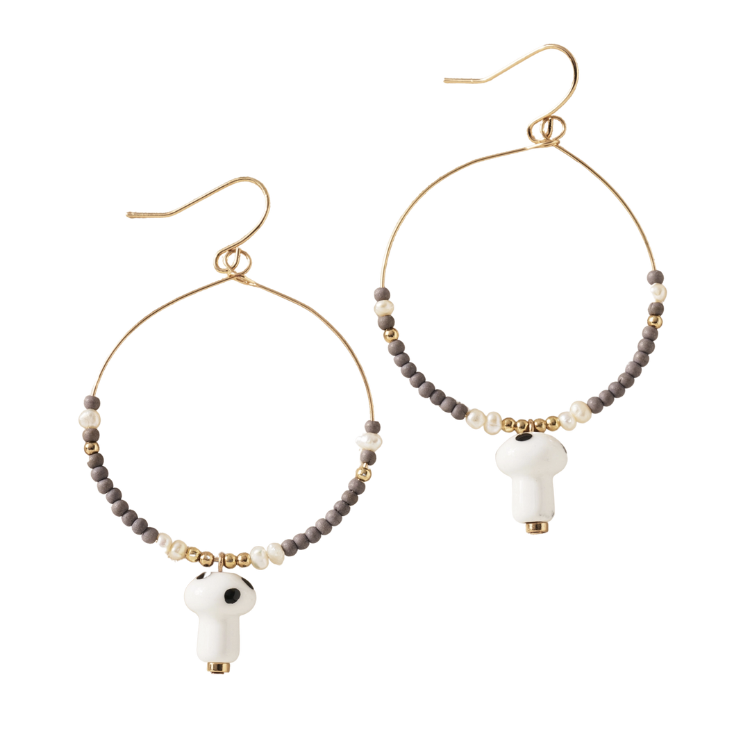 Mushroom Beaded Dangle Earrings