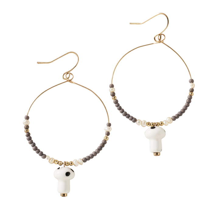 Mushroom Beaded Dangle Earrings